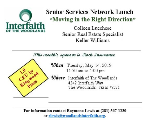 Interfaith of The Woodlands Senior Services Networking Lunch May 14.png