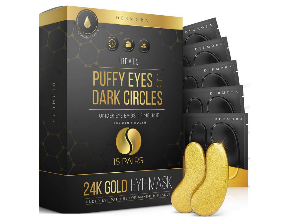 24K Gold Eye Mask– 15 Pairs - Puffy Eyes and Dark Circles Treatments – Look Less Tired and Reduce Wrinkles and Fine Lines Undereye, Revitalize and Refresh Your Skin