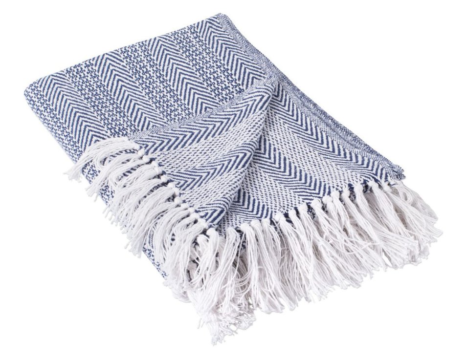 DII Herringbone Striped Collection Cotton Throw Blanket